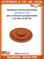 Мембрана клапана вентиляции картерных газов для а/м Renault для двигателей 2.0L F4R и 1.9 DCI DTI
