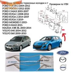 Комплект установочный перед. торм. колодок Honda Accord VII-VIII 03-, Renault Duster 11-, Kaptur 16-, MB E-Class (210) 95-