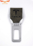 Заглушка ремня безопасности кожаная тёмно-коричневая Tesla
