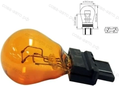 Лампочка 1 шт. ЖЕЛТАЯ 3157NA P27/7W P277W  2 нитевая USA