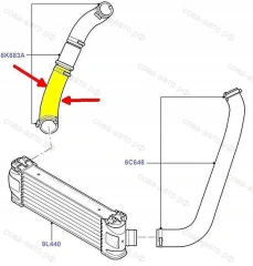 Патрубок интеркулера Ford Transit V347 2.4TD