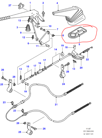 Внутренняя защита рычага ручника Transit 1986-1999