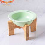 Керамическая миска для кошек зеленая