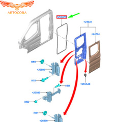 Уплотнитель боковой сдвижной двери для FORD TRANSIT 2014-