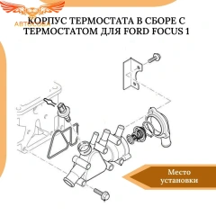 Корпус термостата в сборе с термостатом для Ford Focus 1 1.6 Rocam 