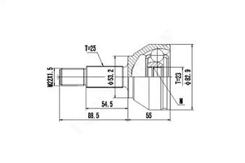Focus I наружный (25нар.х23вн) внутрен. D=25mm где шлицы