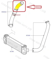 Патрубок интеркулера Ford Transit V347 2.4TD
