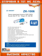 Свеча зажигания 4 шт. Suzuki Alto FF 04-, Wagon R+ EM 98-