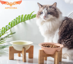 Керамическая миска для кошек серая