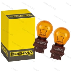 Лампочка 1 шт. ЖЕЛТАЯ 3157NA P27/7W P277W  2 нитевая USA